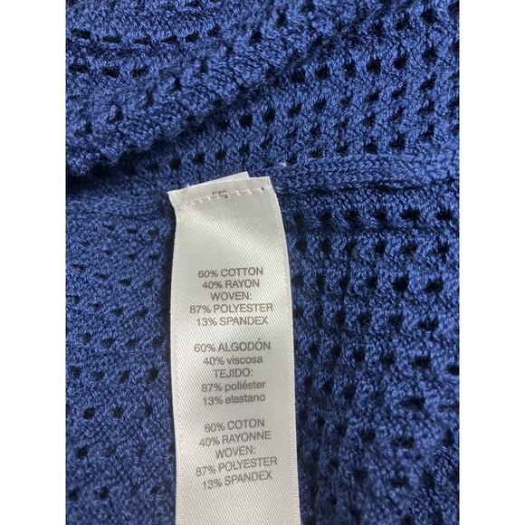 Zenergy by Chico's Women's Navy Open Knit Zip Athleisure Jacket Size 1 M (8-10) - Picture 9 of 10